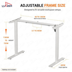 Lukzer Electric Height Adjustable Desk Frame (EST-003-F/White)