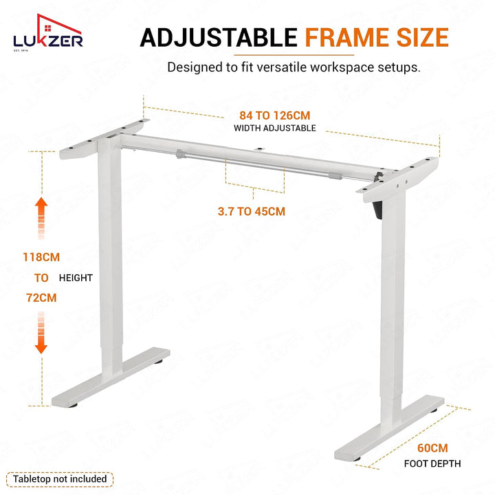 Lukzer Electric Height Adjustable Desk Frame (EST-003-F/White)