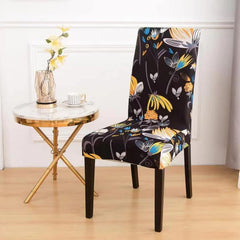 Lukzer Polyester Chair Cover -  Dark Grey with Print (CC-004-01)
