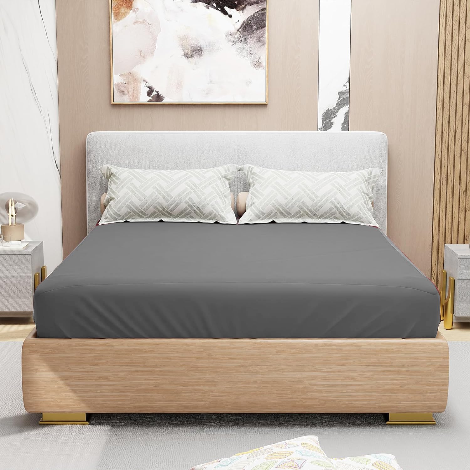 Lukzer Terry Cotton Waterproof Mattress Protector Grey (MTP-GR-001)