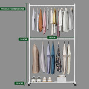 Lukzer Double Rod Cloth Stand & Garment Rack – Sturdy Storage Organizer (Black/White, Model: MGS-006)