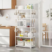 Lukzer Modular Kitchen Storage Rack Plastic & Metal Organizer (5-Tier/PMR-006/White)