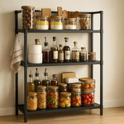 Lukzer Modular Kitchen Storage Rack Plastic & Metal Organizer (3-Tier/PMR-004/Black)
