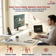 Lukzer Electric Height Adjustable Desk with Monitor Riser USB & Type-C Sit-Stand Table (EST-004/White & White)