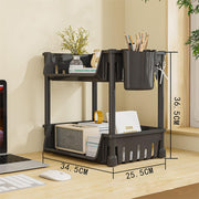 Lukzer 2-Tier Plastic Desk Storage & Book Organizer with Pen Holder (PMR-008/Black)