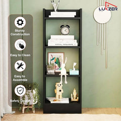 Lukzer 3 Layer Engineered Wood Multipurpose Rack Bookshelf Organizer Stand (MR-010/Black)