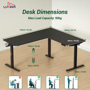 Lukzer Electric Height Adjustable Desk with USB & Type-C Study Table (EST-001/UC-Black & Black) 3-Years Warranty