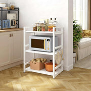 Lukzer 3-Tier Multipurpose Metal & Wood Kitchen Storage Rack (MKR-003/White & White)
