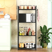 Lukzer 4-Tier Multipurpose Metal & Wood Kitchen Storage Rack (MKR-004/Black & Black)