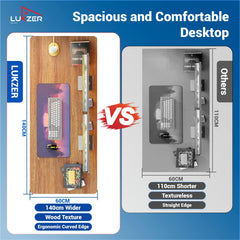 Lukzer Dual Motor Electric Height Adjustable Desk Memory Controller Standing Table EST-002/Black & Oak Brown)