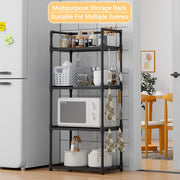 Lukzer Modular Kitchen Storage Rack Plastic & Metal Organizer (4-Tier/PMR-005/Black)
