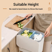 Lukzer 3-Tier Rolling Utility Cart with Trash Bin | Slim Plastic & Steel Organizer (PMR-007/White)