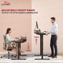 Lukzer Electric Height Adjustable Desk with Monitor Riser USB & Type-C Sit-Stand Table (EST-004-UC/Black & Black) 3-Years Warranty