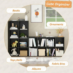 Lukzer 8 Cube Shelf Engineered Wood Bookshelf Storage Organizer (MR-009/Black)