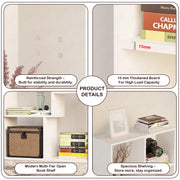 Lukzer 8 Shelves Modern Engineered Wood Book Shelf with Storage Display Rack (MR-004/White)