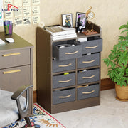 Lukzer 8 Drawer Engineered Wood Storage Organizer Cabinet with Fabric Bins (MR-028/Wenge)