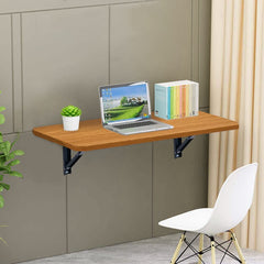 Lukzer Multi-purpose Engineered Wood Wall Mounted Foldable Rack Table (MT-002/Brown Oak)