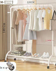 Multi-Functional Cloth Rack Stand with Bottom Shelves & Wheels | (Cat Ear Design/148x120x38cms)