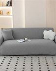 Jacquard Sofa Cover (Pastel Dark Grey Leaf Trail)