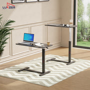 Lukzer Modern Adjustable Overbed Study Table with Wheels (MST-002/Black & Black)