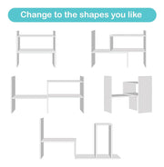 Lukzer Adjustable 5-Tier Bookshelf Multi-Functional Storage Rack Engineered Wood (MR-011/White)
