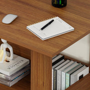 Lukzer Modern Computer Desk with Bookshelf Study Table Made with Engineered Wood (ST-005/Oak Brown)