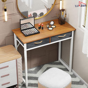 Lukzer Metal & Engineered Wood Office & Study Computer Desk with Drawer (STM-006/White & Oak Brown)
