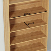 Lukzer 6-Layer Engineered Wood Bookshelf & Open Display Rack – Multi-Purpose Organizer (White, Light Oak & Oak Brown) | MR-007, 136x24x71cm