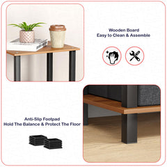 Lukzer 4-Tier Engineered Wood Bookshelf with Fabric Drawer (MRM-001/Oak Brown)