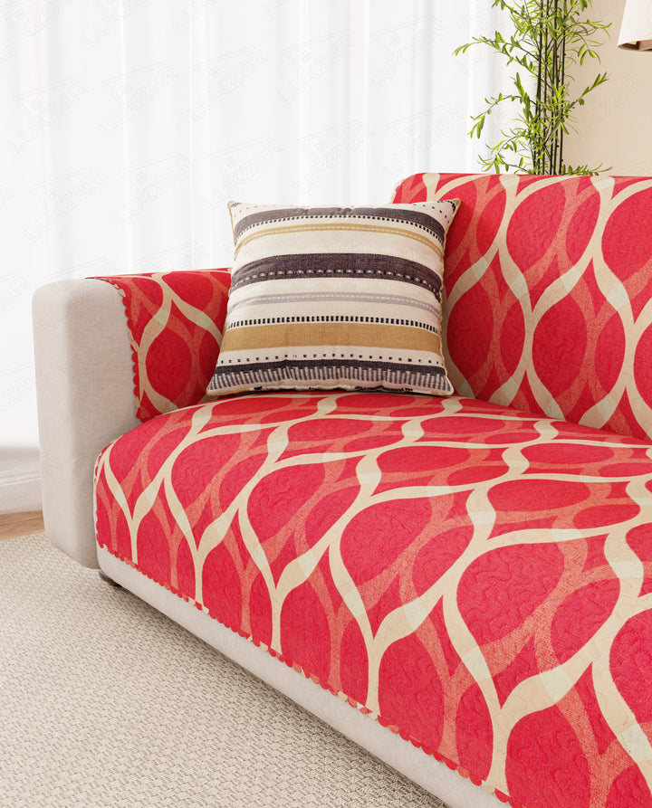 Lukzer Quilted Reversible Dessert Jewel Sofa Mat with WaveEdge Ultrasonic Cut (WITH BACK & HAND REST) - SC-202-01WB
