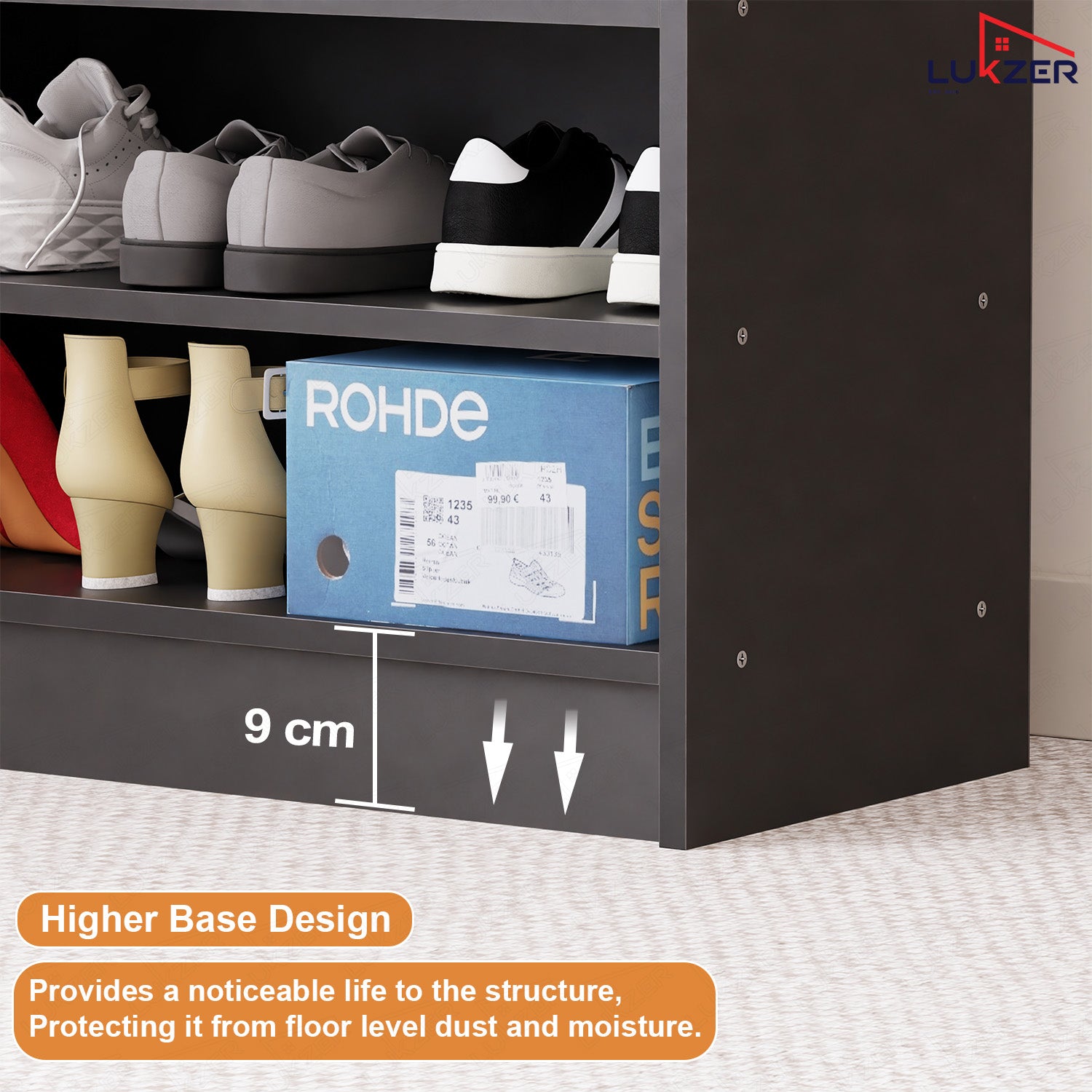 Lukzer Heavy-Duty 6 Layer Open Shoe Organizer Rack Stand (SR-005/Black)