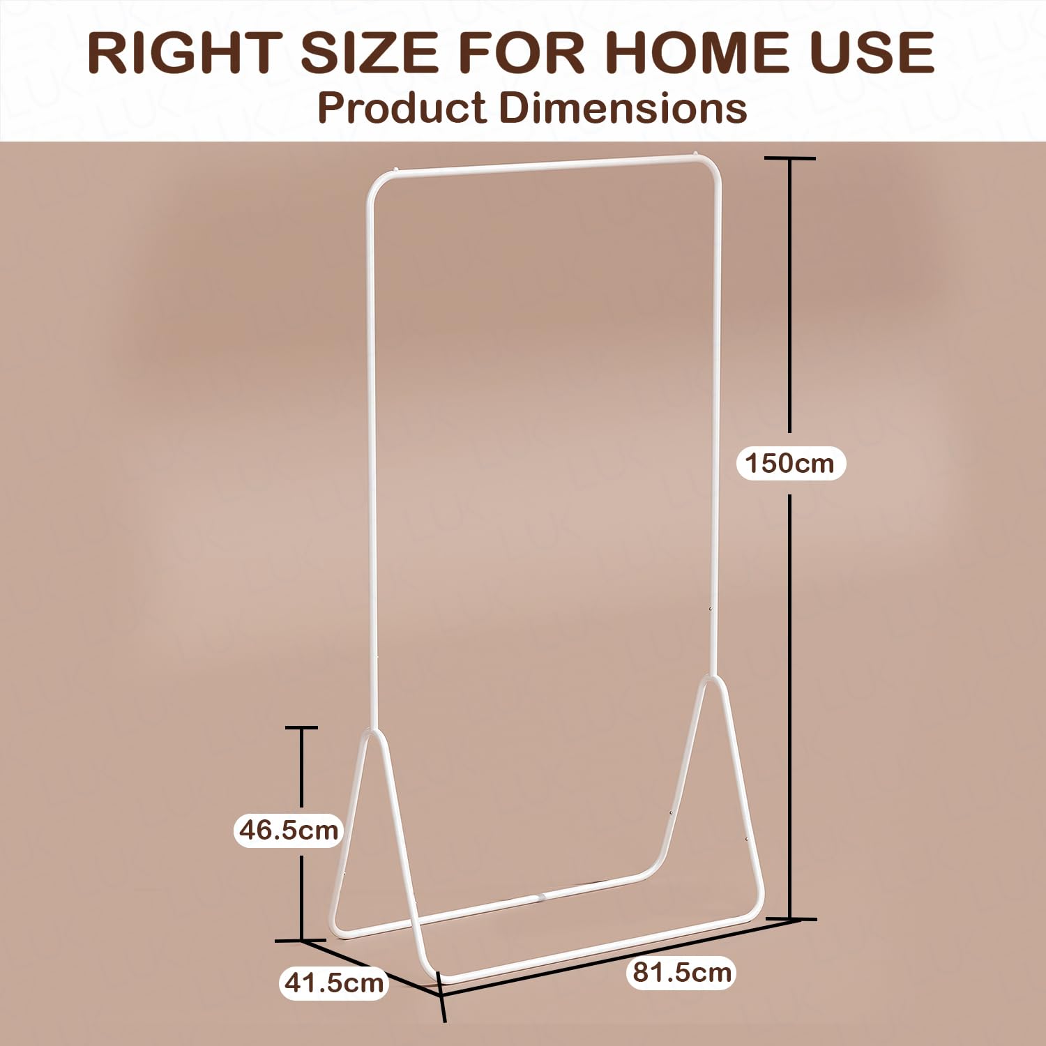 Lukzer Minimalist Single Rod Garment Stand with Coat Hanger – Modern Look (Black/White, 150x81.5x41.5cm)