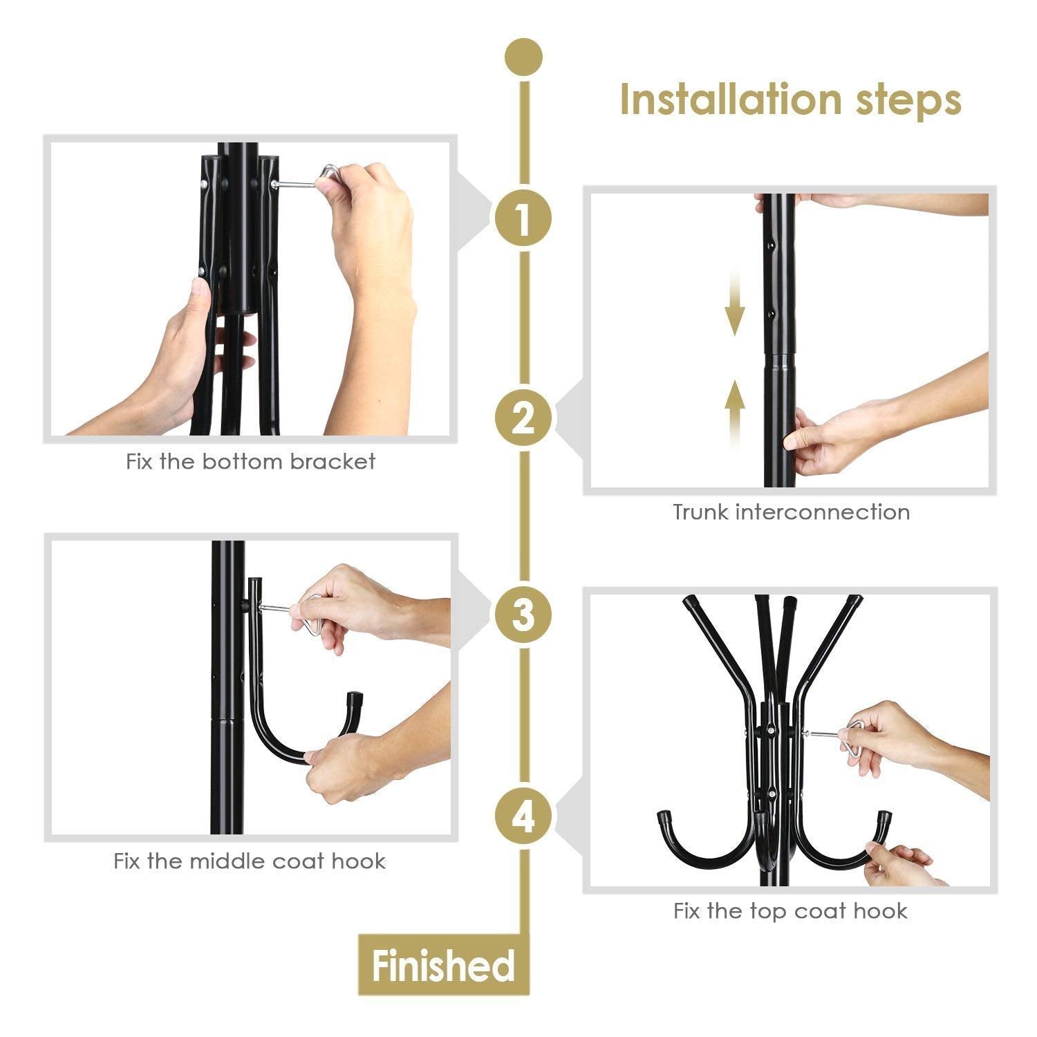 Lukzer 8-Hook Freestanding Metal Coat Stand – Stylish & Durable (Blue/White/Black, 170x42cm