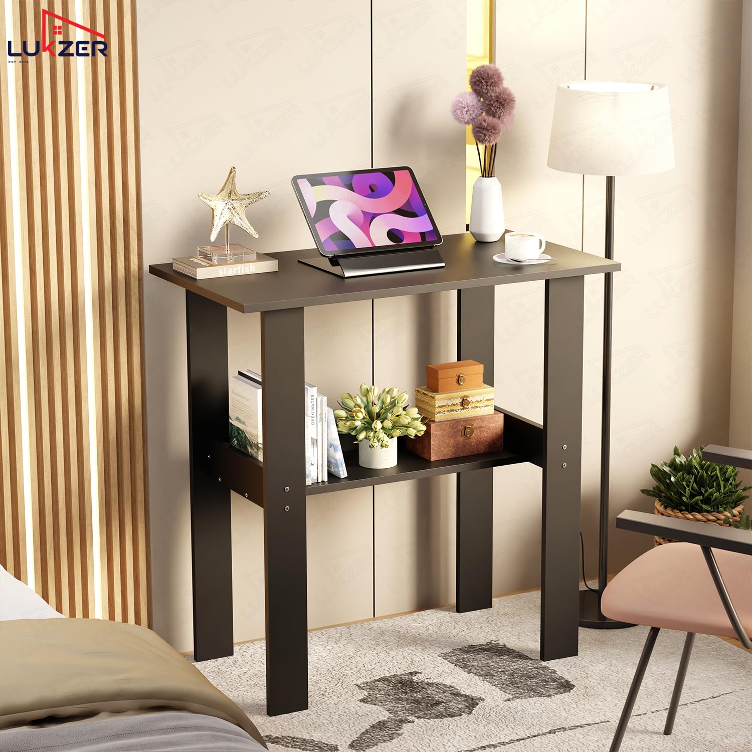 Lukzer Engineered Wood Kids Study Table with Open Shelf (ST-004S/Wenge)