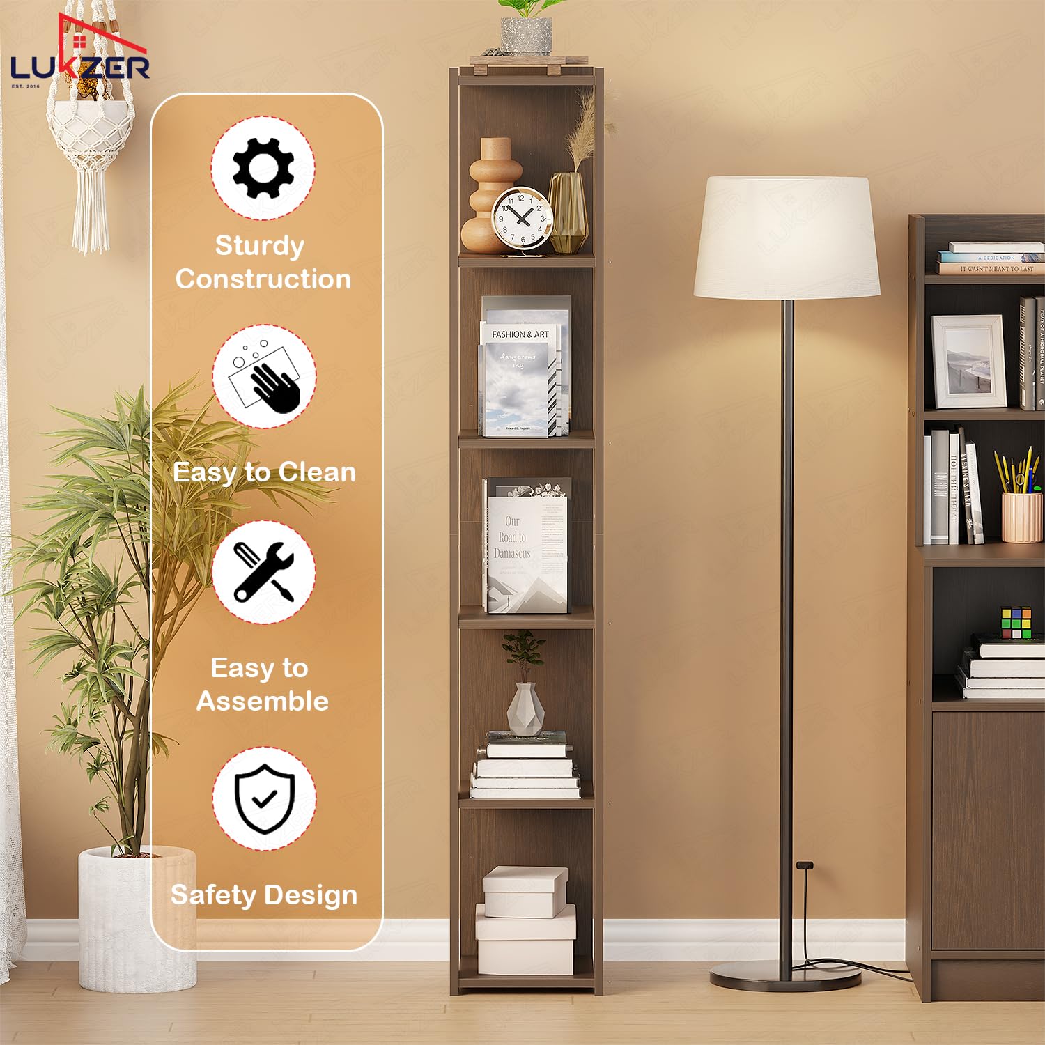 Lukzer Engineered Wood Multipurpose Bookshelf & Storage Organiser (MR-019/Wenge)