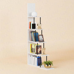 Lukzer 5-Tier L-Shaped Modern Step Design Storage & Display Unit (MRM-015/White)