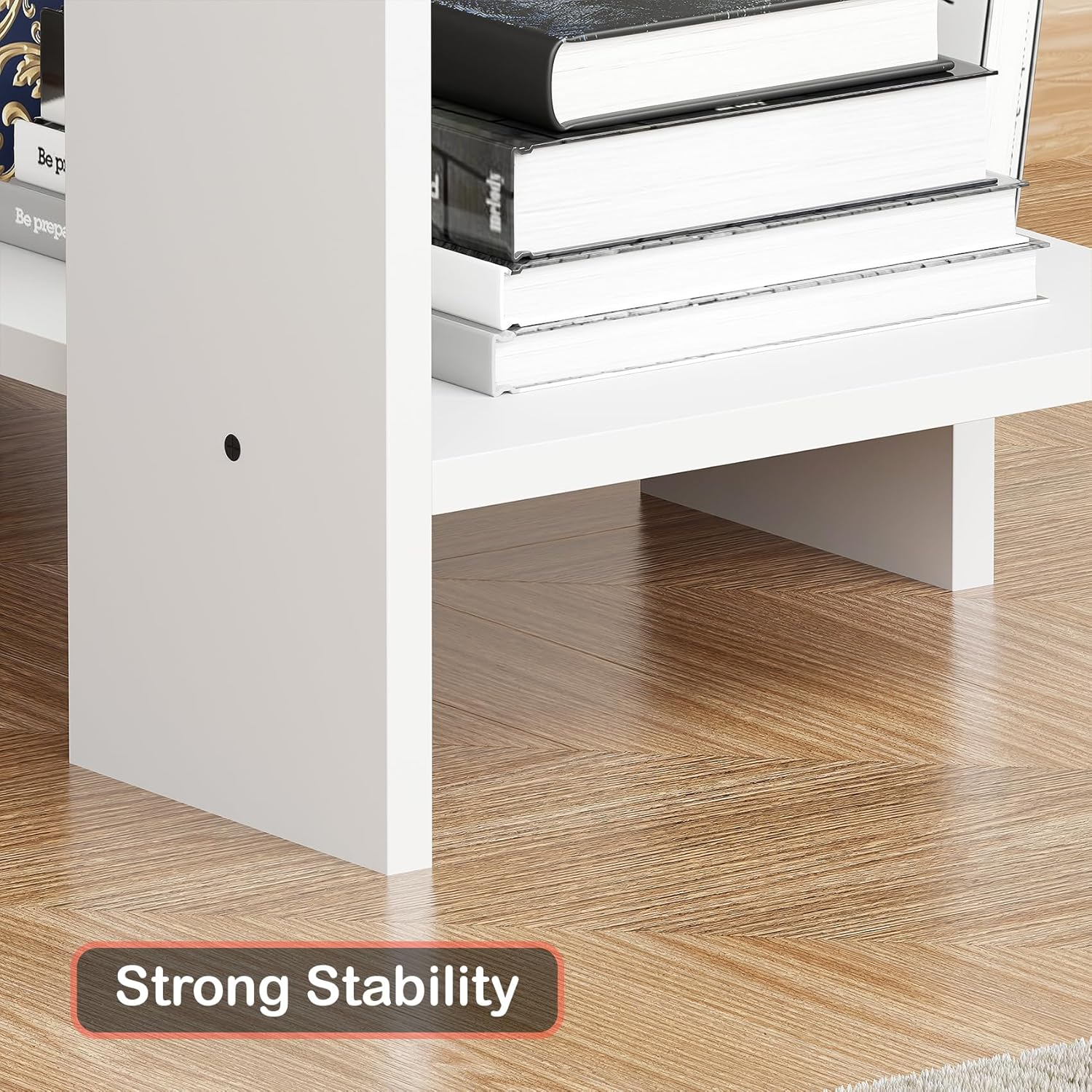 Lukzer Engineered Wood Study & Computer Table Office Desk with Bookshelf (ST-007/ White)