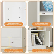 Lukzer 12 Open Cube Bookcase with Push Latch Doors & 2 Bottom Shelf (MR-033/White)