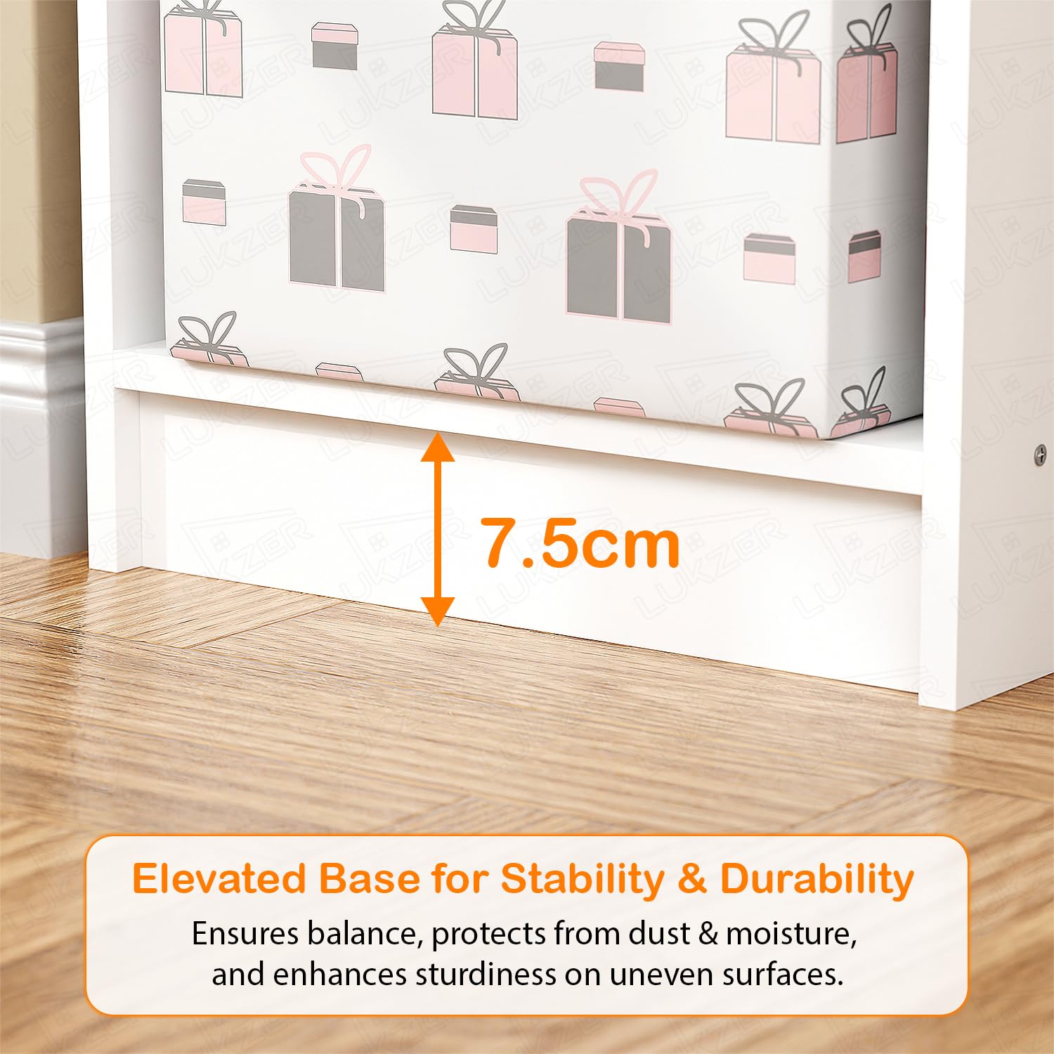 Lukzer Multipurpose Bookshelf Engineered Wood Closed Back Rack (MR-006/White)