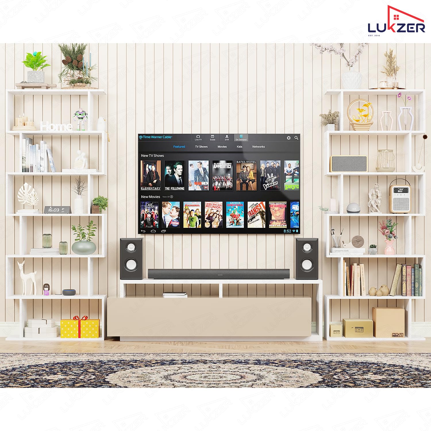 Lukzer 6-Layer S-Shaped Ladder Engineered Wood Open Bookshelf Rack (MR-002, White)