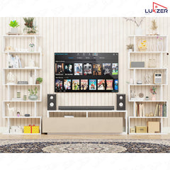 Lukzer 6-Layer S-Shaped Ladder Engineered Wood Open Bookshelf Rack (MR-002, White)