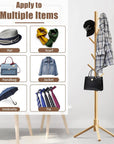 Bamboo Freestanding Multifunctional 8 Hook Coat Hanger