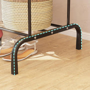 Lukzer Metal Cloth Stand with 2 Hanging Rods & Storage Shelf (MGS-002/Black)