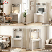 Lukzer Engineered Wood Computer Desk Study Table with Bookshelf Study Table (ST-006/White)