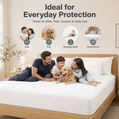 Lukzer Terry Cotton Waterproof Mattress Protector  White (MTP-WH-001)