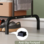 Lukzer Multifunctional Metal Garment Stand with Bottom Shelf (MGS-004/Black)