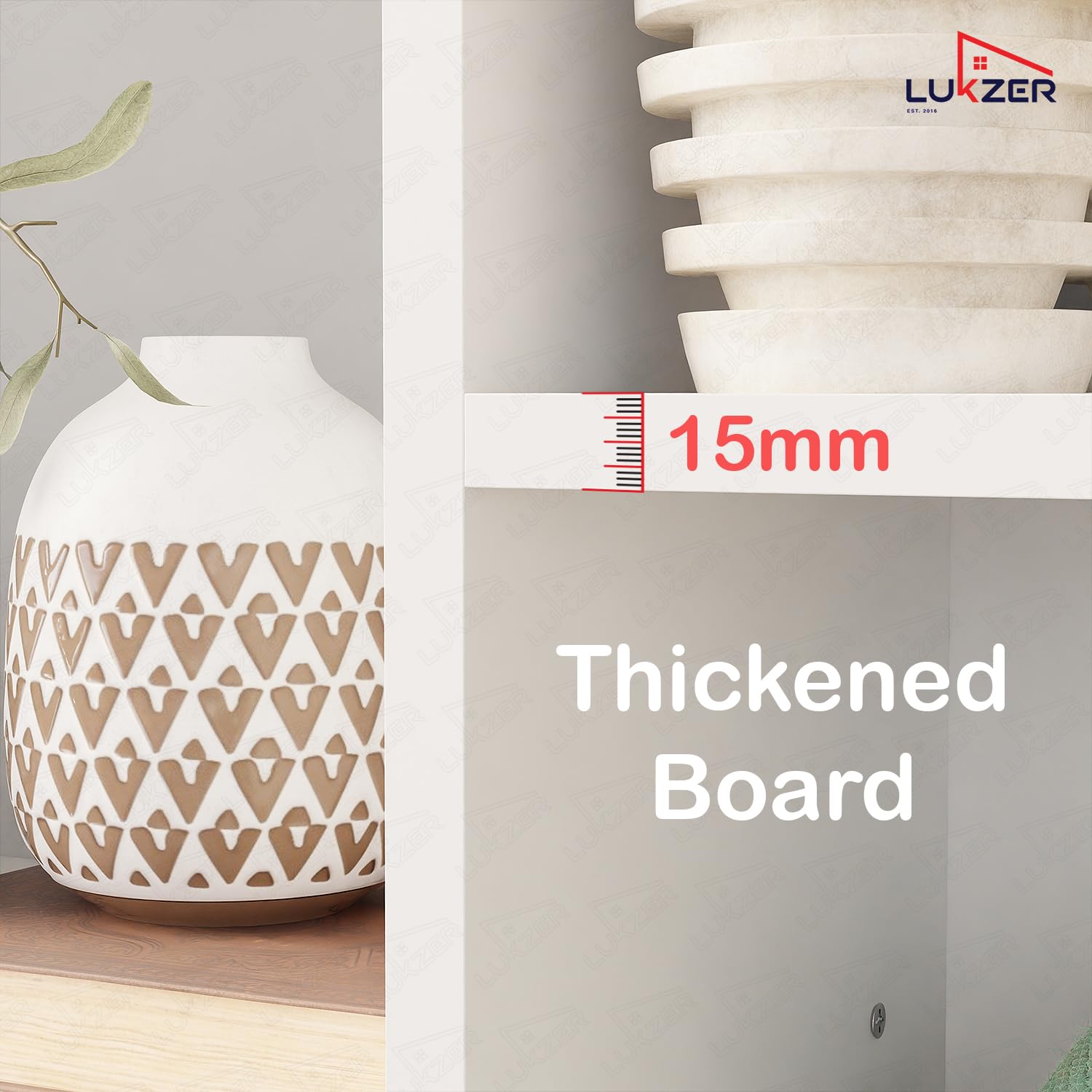 Lukzer Engineered Wood 5 Shelves Open Cabinet Bookshelf & Storage Organiser (MR-026/White)