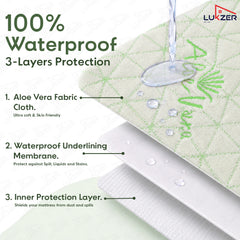 Lukzer 100% Waterproof Diamond Aloe Vera Mattress Protector/Mattress Cover / King Size - (72" x 72" Inches) - (6 x 6 ft)