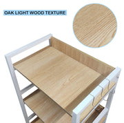 Lukzer Multi-Purpose Kitchen Rack – 3 Layer, MKR-003 (Metal Frame & Engineered Wood, White Frame/Oak Brown Board, Black Frame/Oak Brown Board)