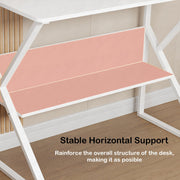 Lukzer Modern Engineered Wood Computer Desk with Bookshelf White Top & White Frame (MST-001)